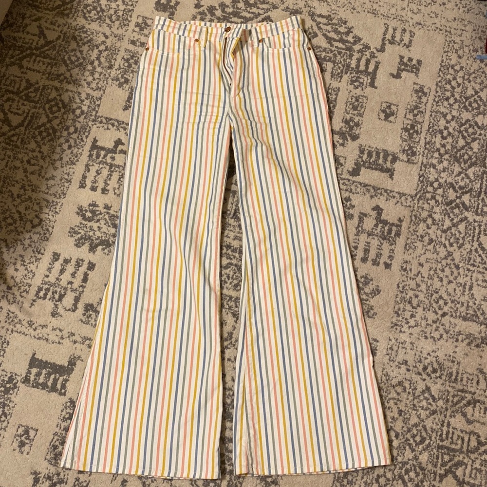 Great condition limited edition wrangler wide leg flared jeans striped